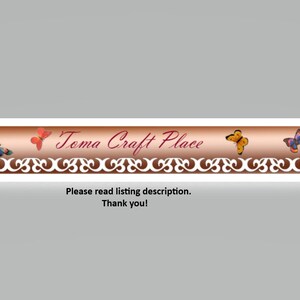May include: A brown banner with the text "Toma Craft Place" in white cursive lettering. The banner is decorated with a white, ornate border and four colorful butterflies. The text "Please read listing description. Thank you!" is below the banner.