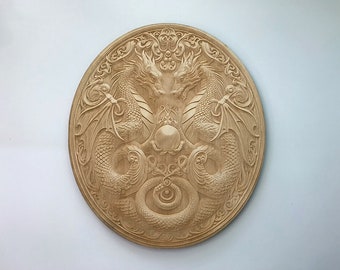 Dragons Wood Plaque, Laser Cut and Engraved Wood, Fantasy Mythical Wall Decor, Decorative Woodcraft