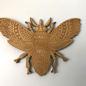 Wooden Beetle, Laser Cut and Engraved Wood, Home Decor, Nature Wall Art, Wreath Decorations, Decorative Woodcraft