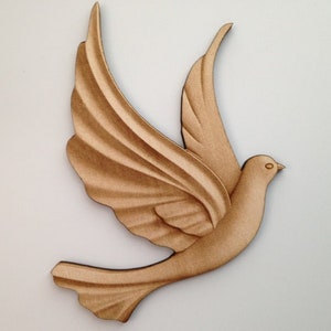 Wooden Dove, Laser Cut and Engraved Wood, Wood Cutouts, Home Decor, Nature Wall Art, Wreath Decor, Christmas Decorative Woodcraft