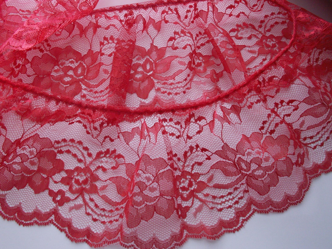 Scallop Ruffle Edge Red Ruffled Scalloped Edge Lace Trim, 4