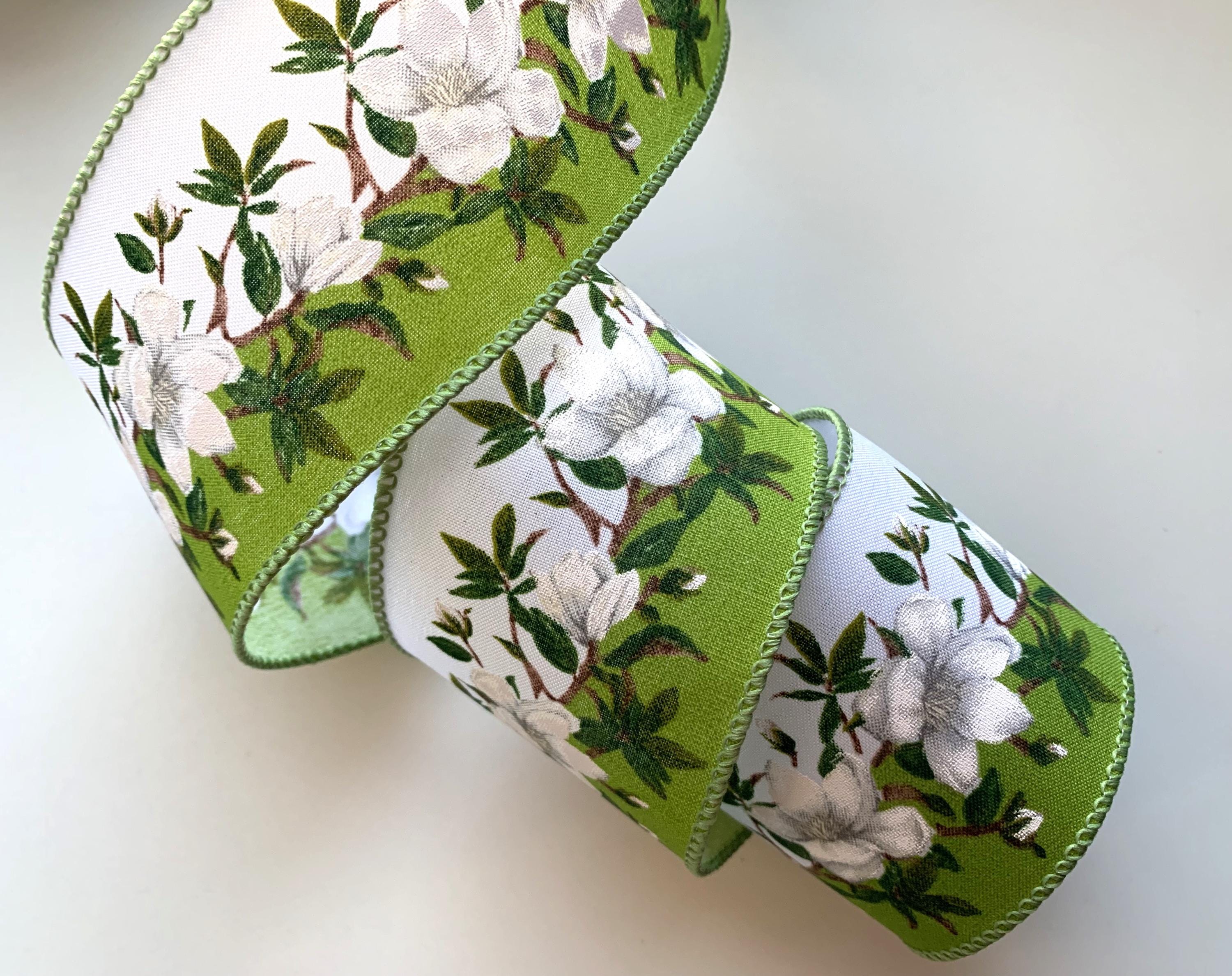 Magnolia Flowers Ribbon, 2 1/2