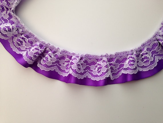 Cinta De Encaje Elástica 15 Cm X 3 M - Para Manualidades, Ropa Y Decoración, Color Morado