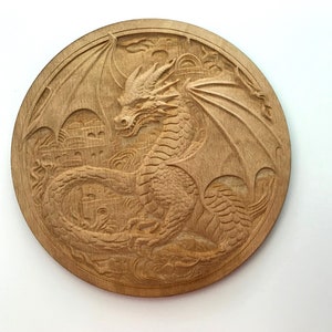 Wooden Dragon, Laser Cut and Engraved Wood, Fantasy Wall Decor, Mythical Decor, Wreath Decor, Decorative Woodcraft, Wood Cutouts
