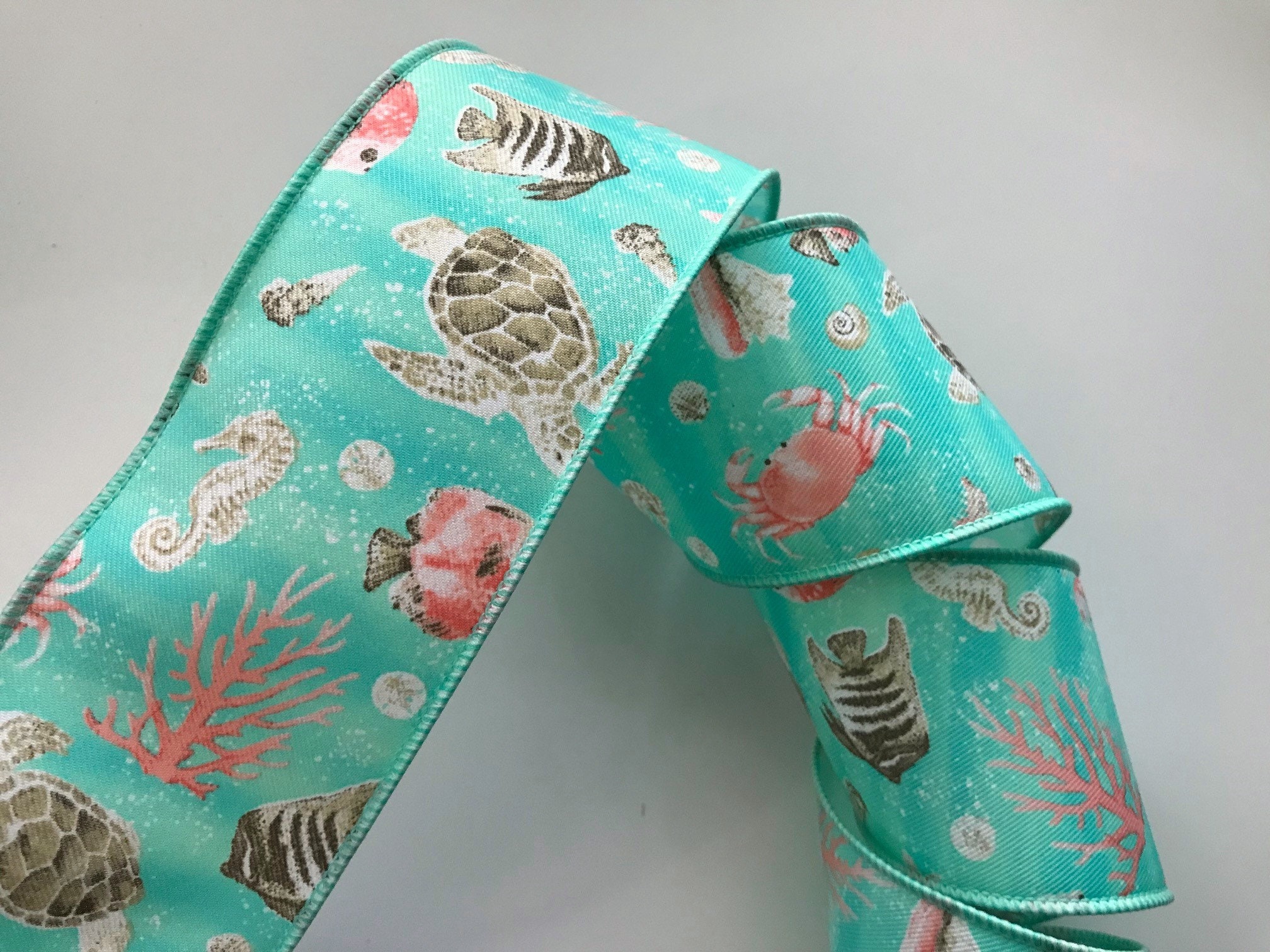 Ocean Ribbon Design Coastal Ocean Life Ribbon, 2 1/2