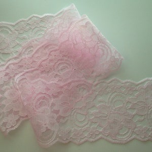 Pink Lace Trim, 4" Wide, Galloon Lace, Apparel, Lingerie, Bridal Accessories, Invitations, Favors, Mason Jar Lace Wraps, Sachets, 5 YARDS