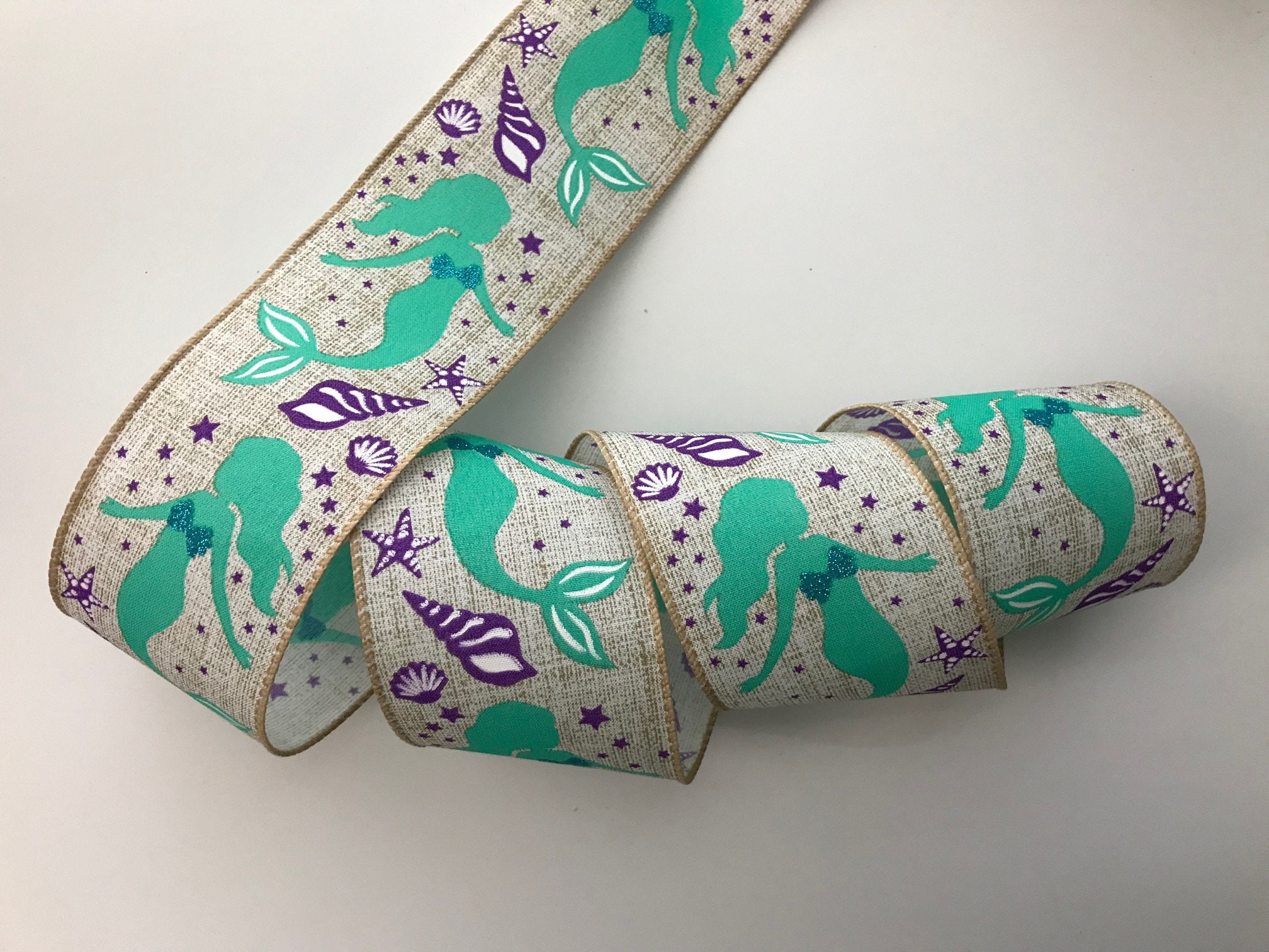 Shell Ribbons Mermaid and Seashells Ribbon, 2 1/2