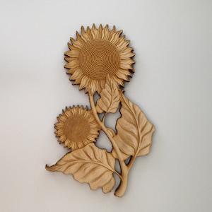 Wooden Sunflowers, Laser Cut and Engraved Wood, Home Decor,  Nature Wall Art, Wreath Decorations, Decorative Woodcraft