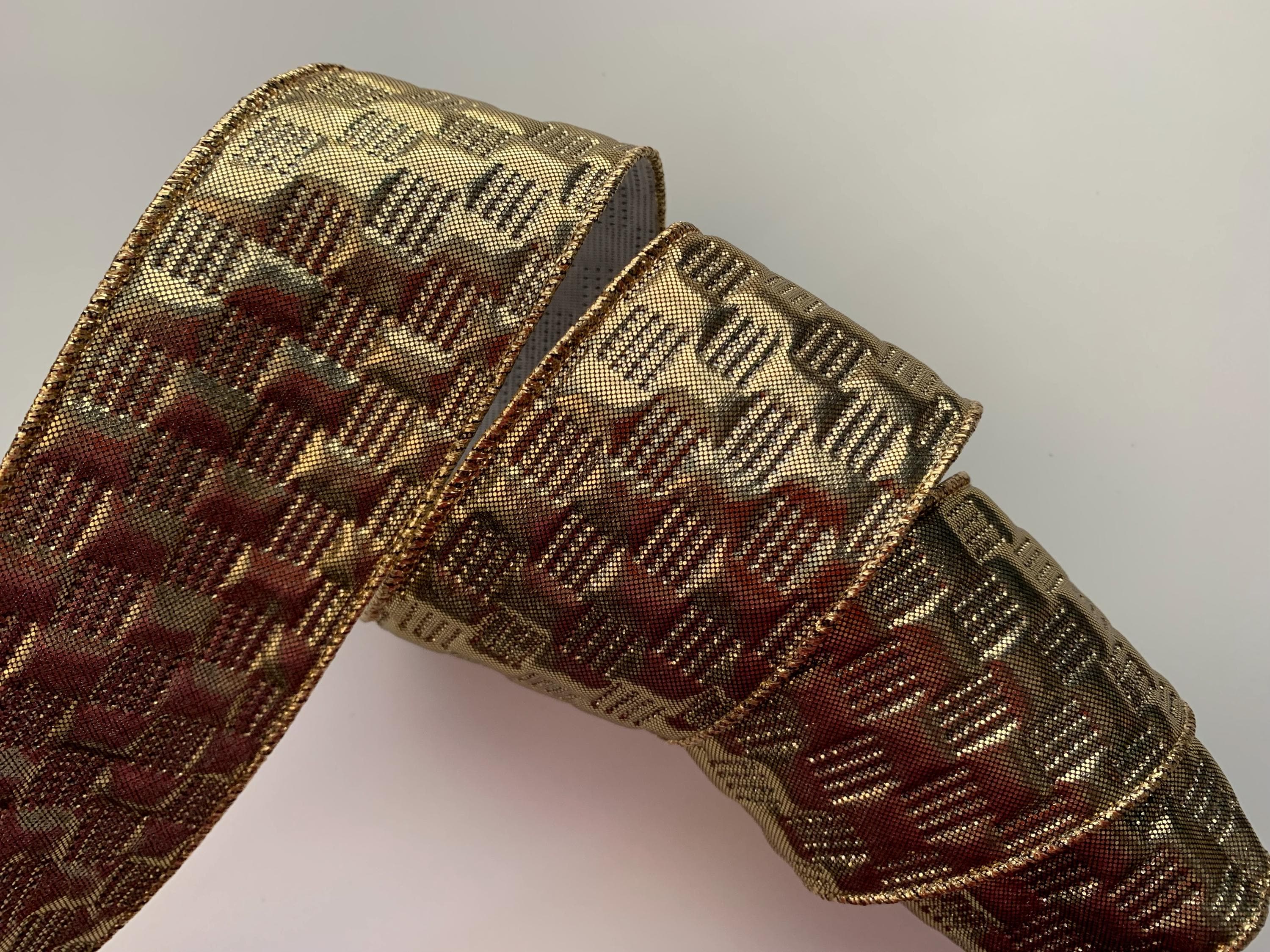 Metallic Ribbon Texture Quilted Texture Metallic Gold Ribbon, 2 1/2