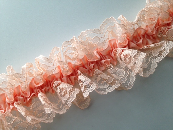 Peach Elastic Ruffled Lace with Peach Ribbon Apparel | Etsy