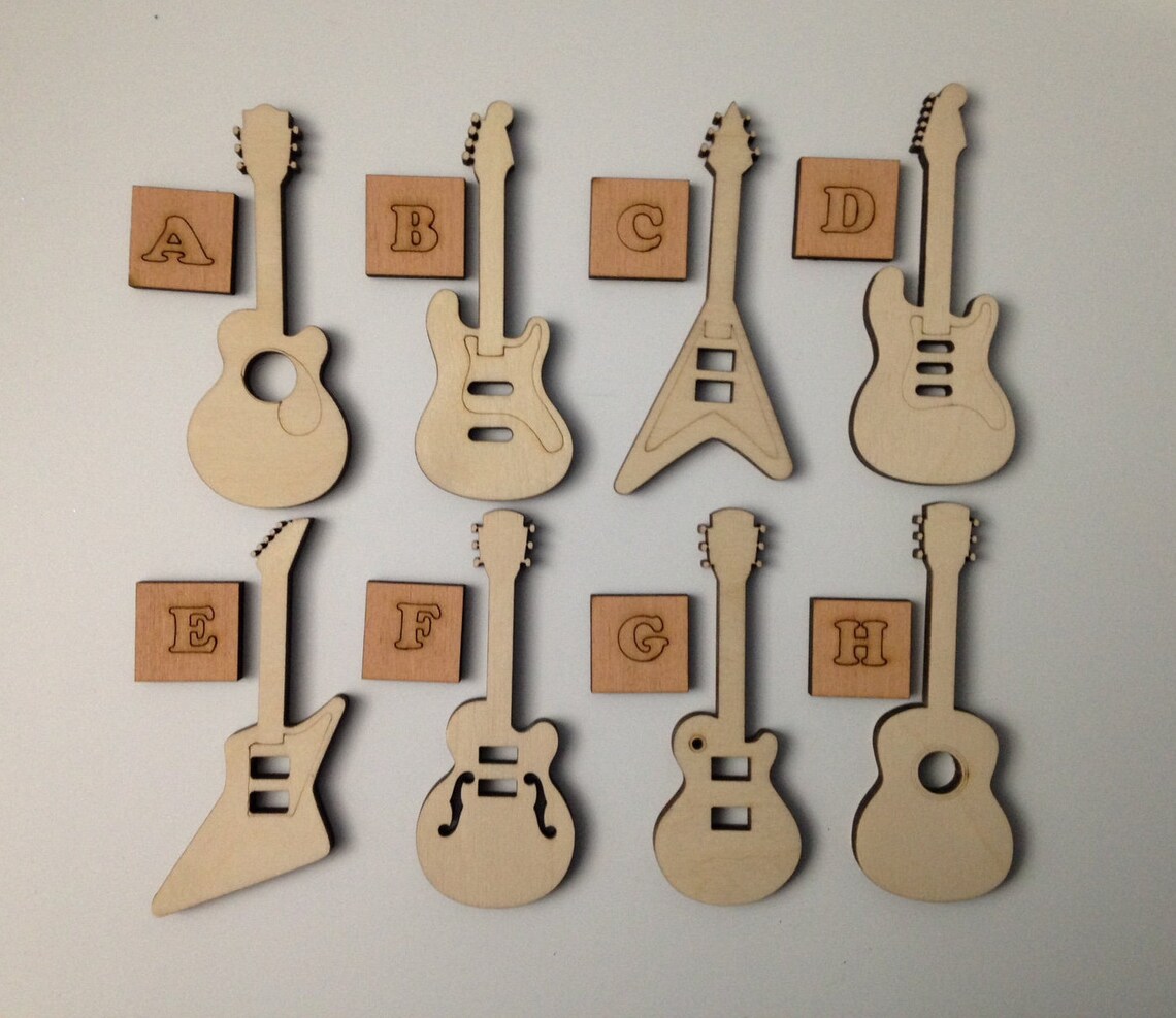 Guitar Wood Cutouts 8 PIECES Assorted Styles Laser Cut Wood Etsy