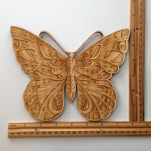 Wooden Butterfly, Laser Cut and Engraved Wood, Home Decor, Nature Wall Art, Decorative Woodcraft, Wreath Decoration, Housewarming Gift image 2