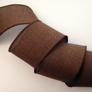 Brown Ribbon, 2 1/2&quot; Wide, Wired Edge Ribbon for  Bows, Wreaths, Gift Baskets, Swags, Garlands, Home Decor, 5 YARDS