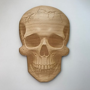 Wooden Skull, Laser Cut and Engraved Wood, Calavera, Day of the Dead, Halloween, Gothic Decor,