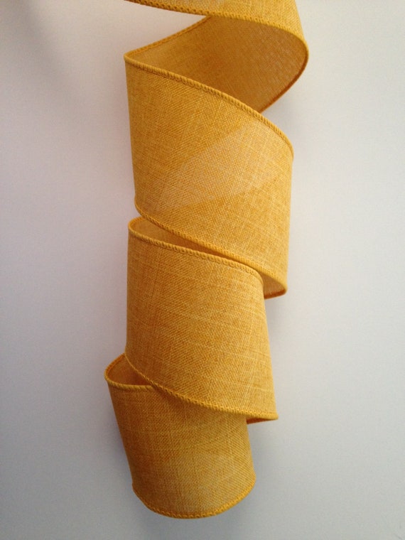 Quality Yellow Fringe 2 1/2 Inch x 10 Yards Burlap Ribbon 