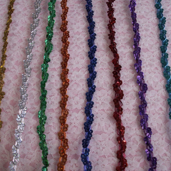 Wavy Sequin Braid Trim for Costumes, Dancewear, Hats, Bling Decorations, Christmas Crafts and Ornaments, Sparkle Trim, 3 YARDS