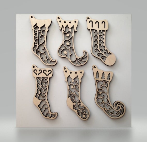 3D Ornament Stocking 3 Pieces Laser Cut Out Unfinished ORN86 3D Ornament Stocking 3 Pieces Laser Cut Out Unfinished ORN86