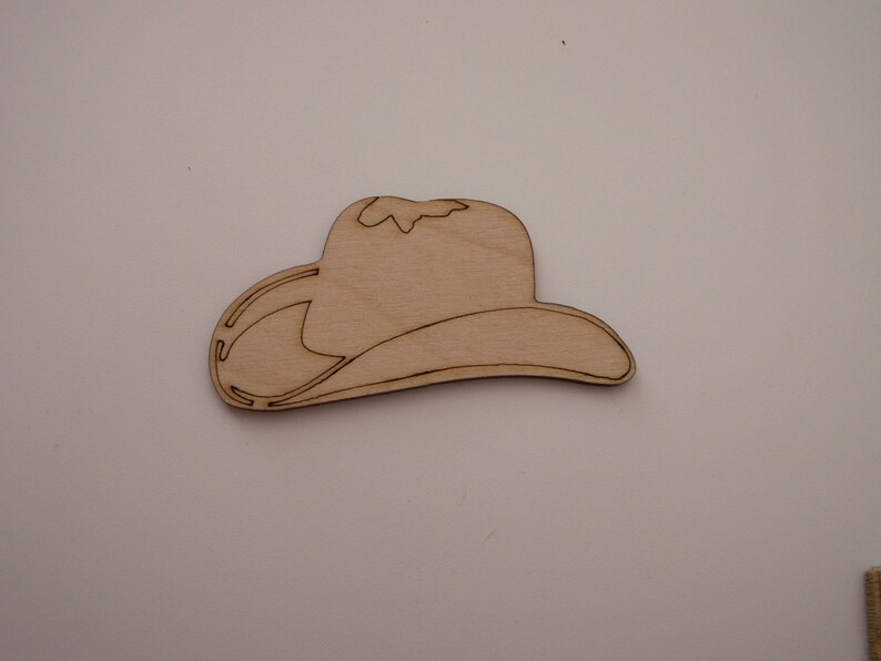Cowboy Hat Wood Shapes Ready to Paint Woodcraft Tags Ornaments 6 PIECES Scrapbooking Favors Wood Cutouts Magnets