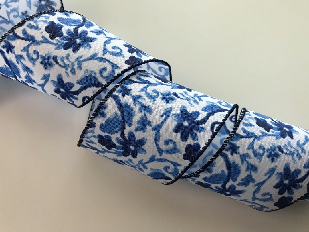 Blue Flowers Ribbon, 2 1/2