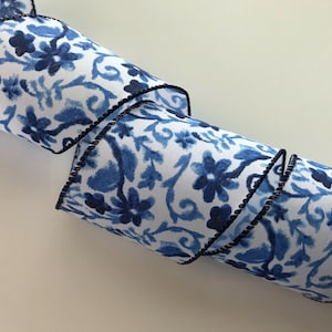 Blue Flowers Ribbon, 2 1/2&quot; Wide, Wired Ribbon for Wreaths, Bows, Swags, Garlands, Gift Baskets, Home Decor, 5 YARDS