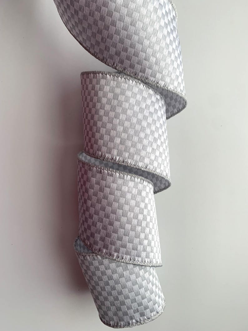 Silver Woven Checkered Ribbon, 2 1/2
