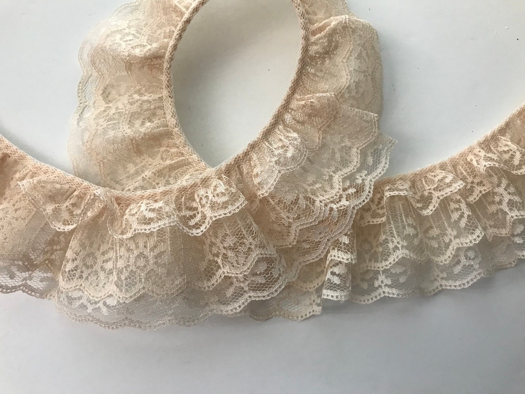 Natural Triple Ruffled Lace, Apparel, Bridal Accessories, Doll Clothes ...