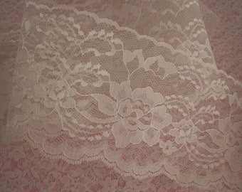 Ivory Scalloped Edge Lace Trim, 4" Wide, Lace for Apparel, Costumes, Bridal Accessories, Invitations, Favors, Mason Jars, Sachets, 5 YARDS