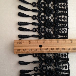 Black Lace Fringe Trim, Victorian Style Lace, Venise Lace Trim, Bridal ...
