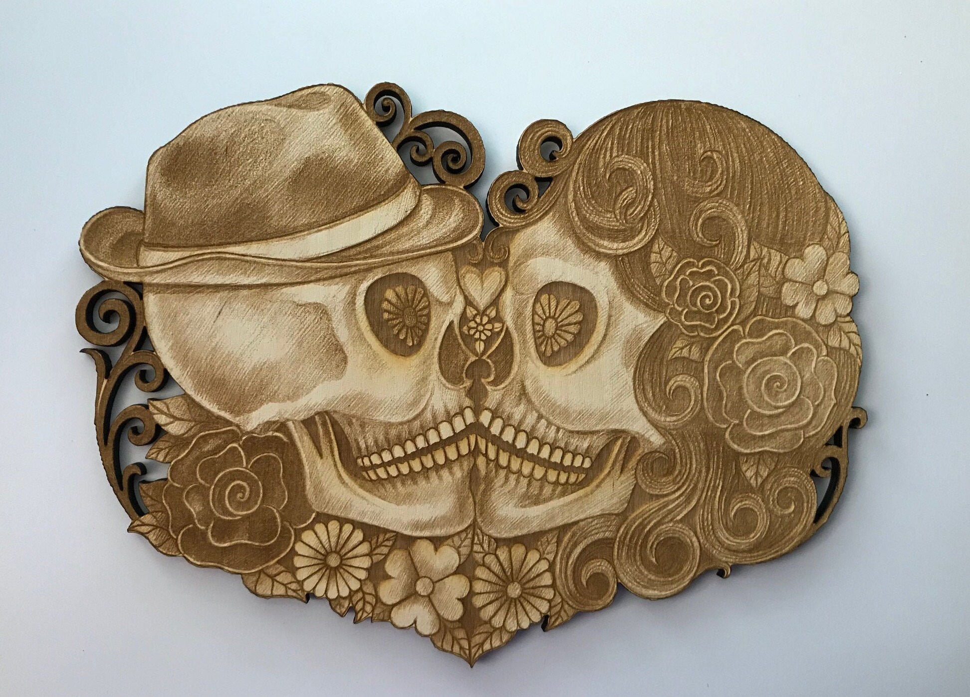 Large Sugar Skull Couple Day of the 