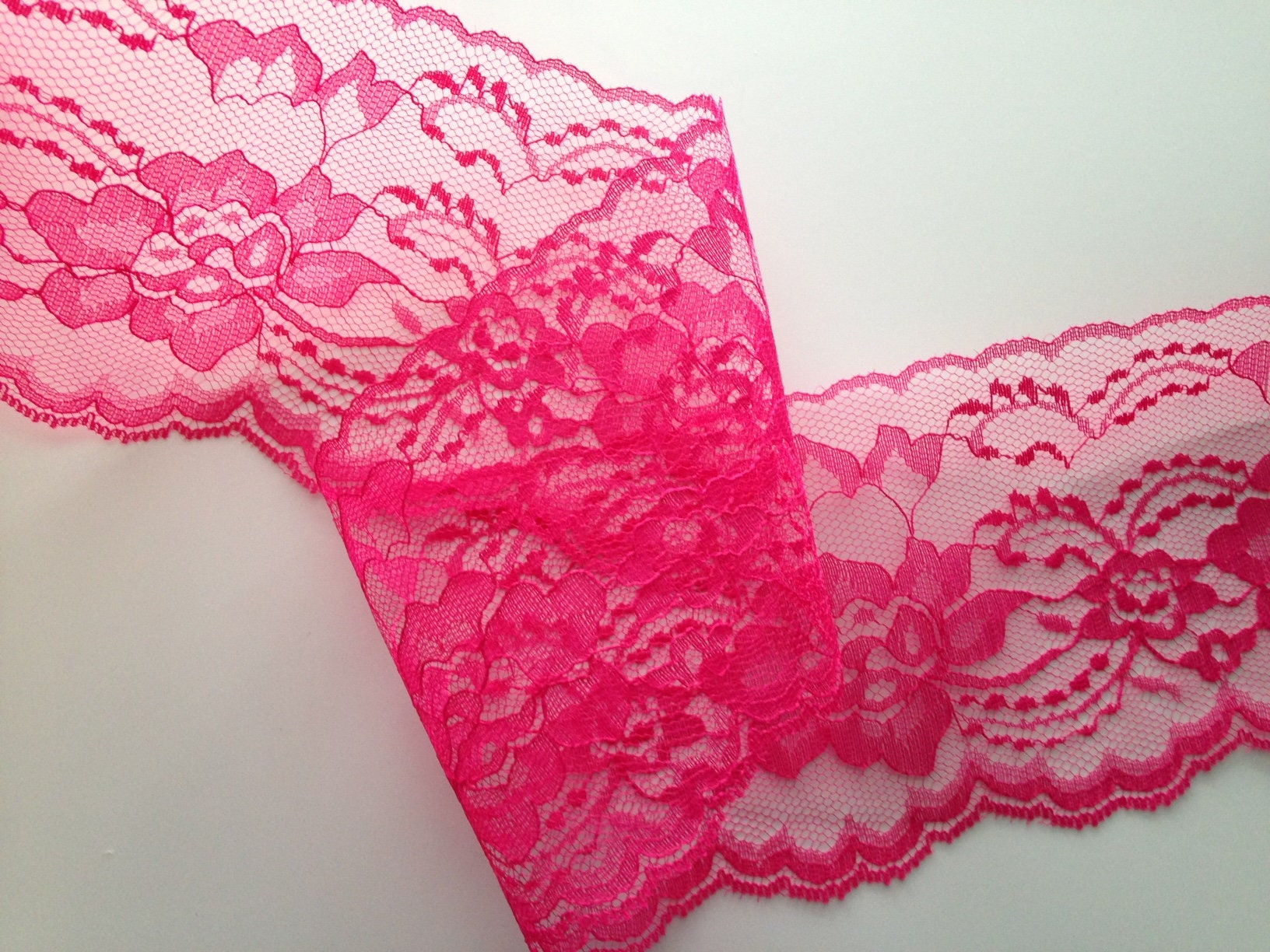 Hot Pink Lace Trim 4 Wide 5 YARDS Apparel Lingerie Etsy Hong Kong