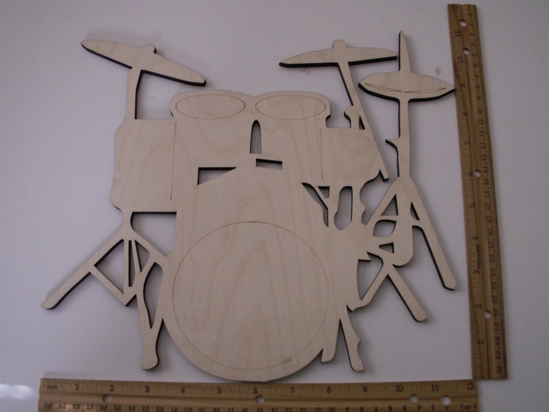 Drum Set Wood Cutout Laser Cut Wood Shapes Music Wall Art Etsy