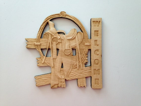Country Western Rope and Saddle Welcome Sign, Laser Cut and