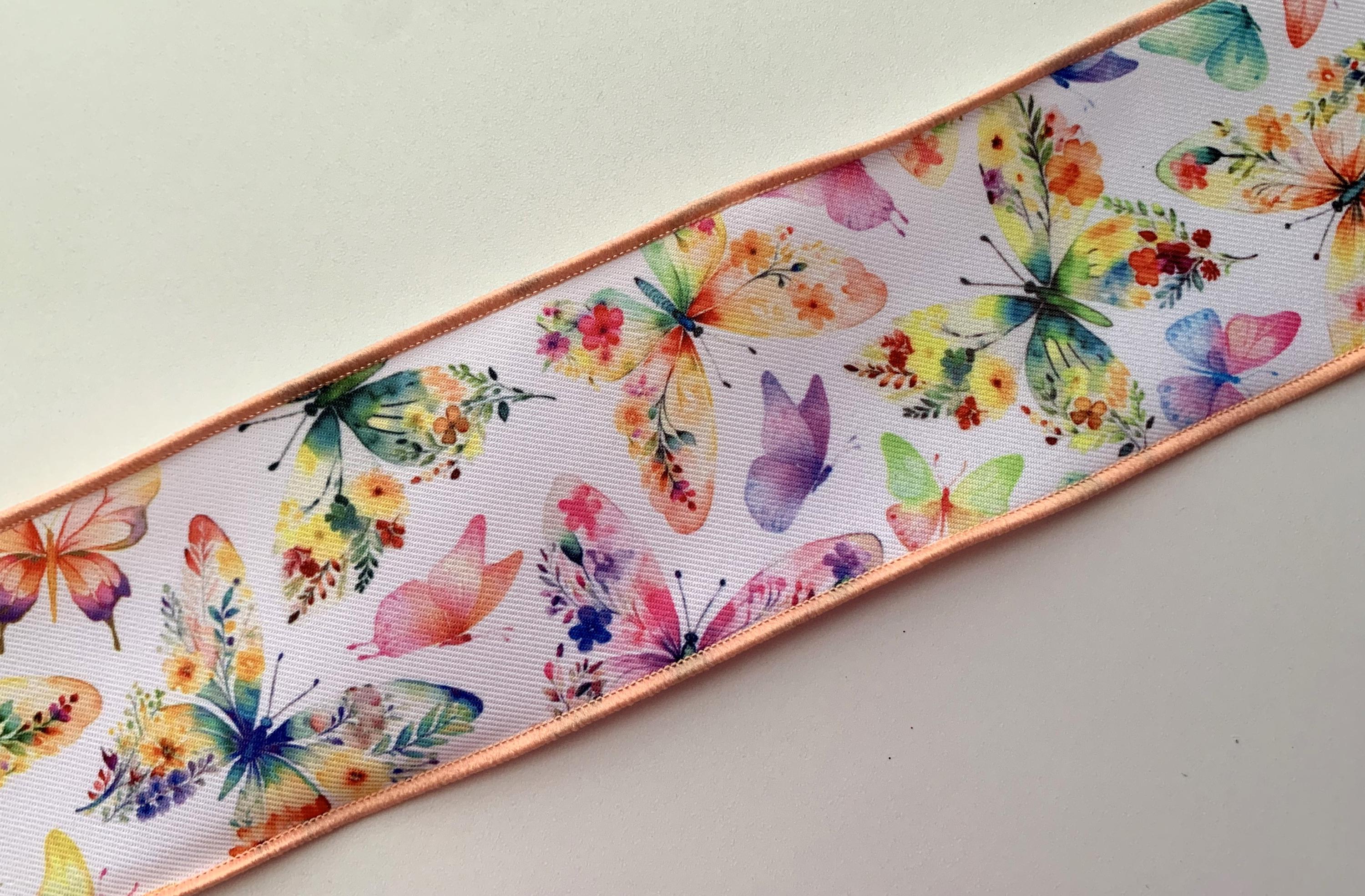 Multicolor Butterflies Ribbon, 2 1/2