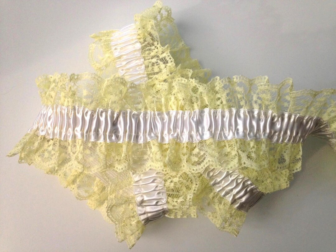 Yellow Ruffle Pattern Lace Elastic Ruffled Lace, Maize Yellow Lace With White Ribbon, Apparel ...