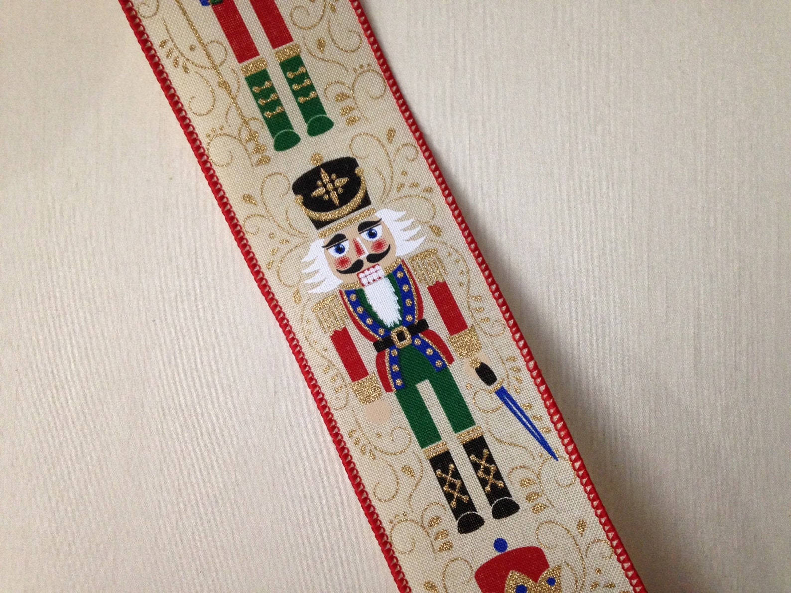 Christmas Ribbon Multicolor Nutcracker Wired Ribbon 2 Etsy
