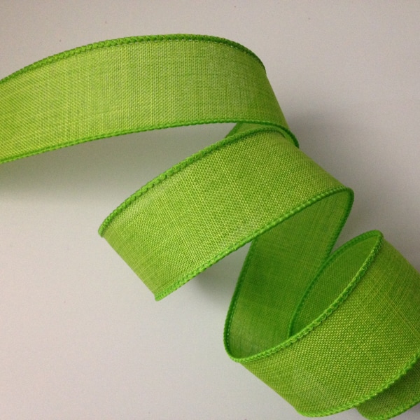 Lime Green Ribbon, 1 1/2" Wide, Wired Edge Ribbon for Bows, Wreaths, Gift Baskets, Swags, Garlands, Home Decor, 5 YARDS