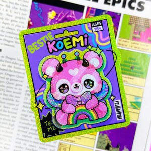 Glitter Koemi Toy - Adesivo de vinil à prova d'água Ilustração fofa, Arte Kawaii, Vinil, À prova d'água, Fofo, Arco-íris