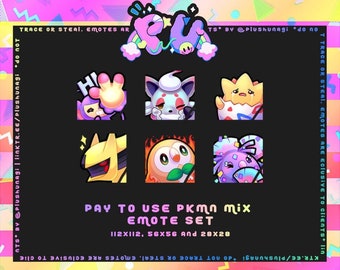 FULL SET Pkmn Mix P2U Emotes - Twitch Sub/Bit Badges, P2U, Discord