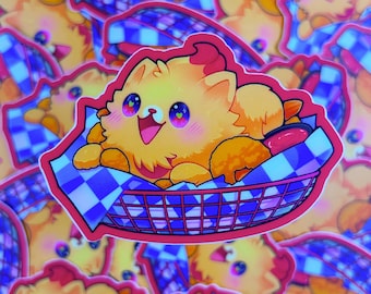 Fried Shrimp Pom - Waterproof Glossy Vinyl, Cute Illustration, Kawaii Art
