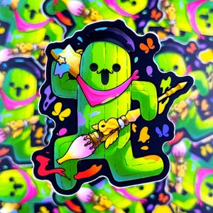 Sabotender Dali - Autocollant en vinyle mat imperméable Illustration mignonne, Art kawaii, Vinyle, Mignon, Arc en ciel