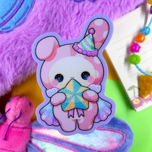 Glitter Party Shappo - Waterproof Vinyl Sticker Cute Illustration, Kawaii Art, Vinyl, Waterproof, Cute, Rainbow