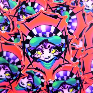 Miss Spider - Sticker vinyle mat imperméable Illustration mignonne, art kawaii, vinyle, mignon, arc-en-ciel