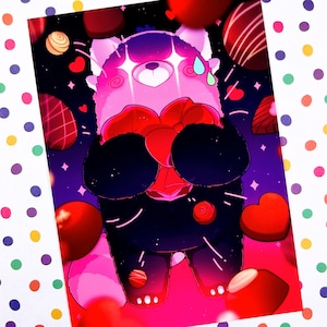 Impression carte postale BOGO Be Mine {soft touch} - illustration mignonne, art kawaii, culture pop, arc-en-ciel