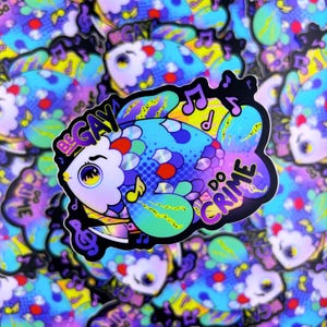 Poisson arc-en-ciel - Sticker vinyle mat imperméable Illustration mignonne, art kawaii, vinyle, mignon, arc-en-ciel