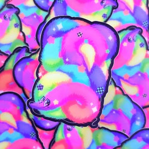 Ver sur une chaîne - Sticker vinyle mat imperméable Illustration mignonne, art kawaii, vinyle, mignon, arc-en-ciel