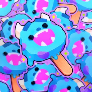 Sully Ice cream - Wasserdichter Matter Vinyl Aufkleber Niedliche Illustration, Kawaii Art, Vinyl, Niedlich, Regenbogen