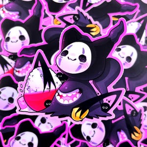 No Face Mimikyu - Autocollant en vinyle mat imperméable Illustration mignonne, Art kawaii, Vinyle, Mignon, Arc en ciel