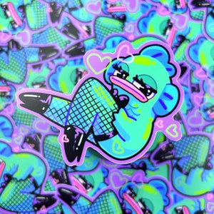 Poisson - Autocollant en vinyle mat imperméable Illustration mignonne, Art kawaii, Vinyle, Mignon, Arc-en-ciel