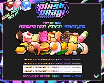 Assorted Food Badges - Twitch Sub/Bit Badges, P2U