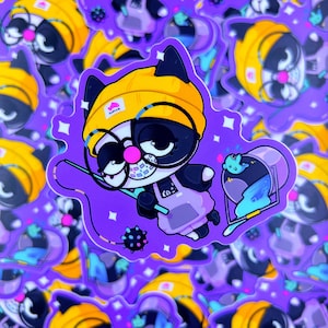 We B Fishing - Sticker vinyle mat imperméable Illustration mignonne, art kawaii, vinyle, mignon, arc-en-ciel